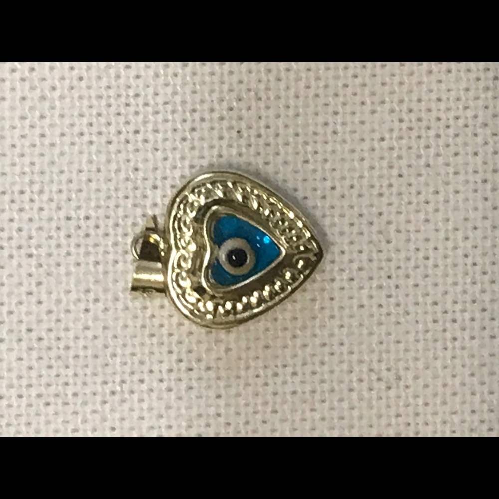 14k Gold Evil Eye Heart Pendant